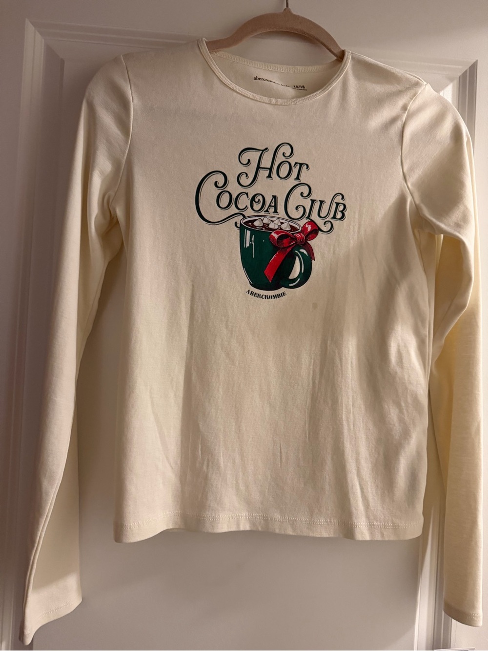 Abercrombie Kids Girl's Shirt Size 15-16 XL NEW White Hot Cocoa Club Holiday